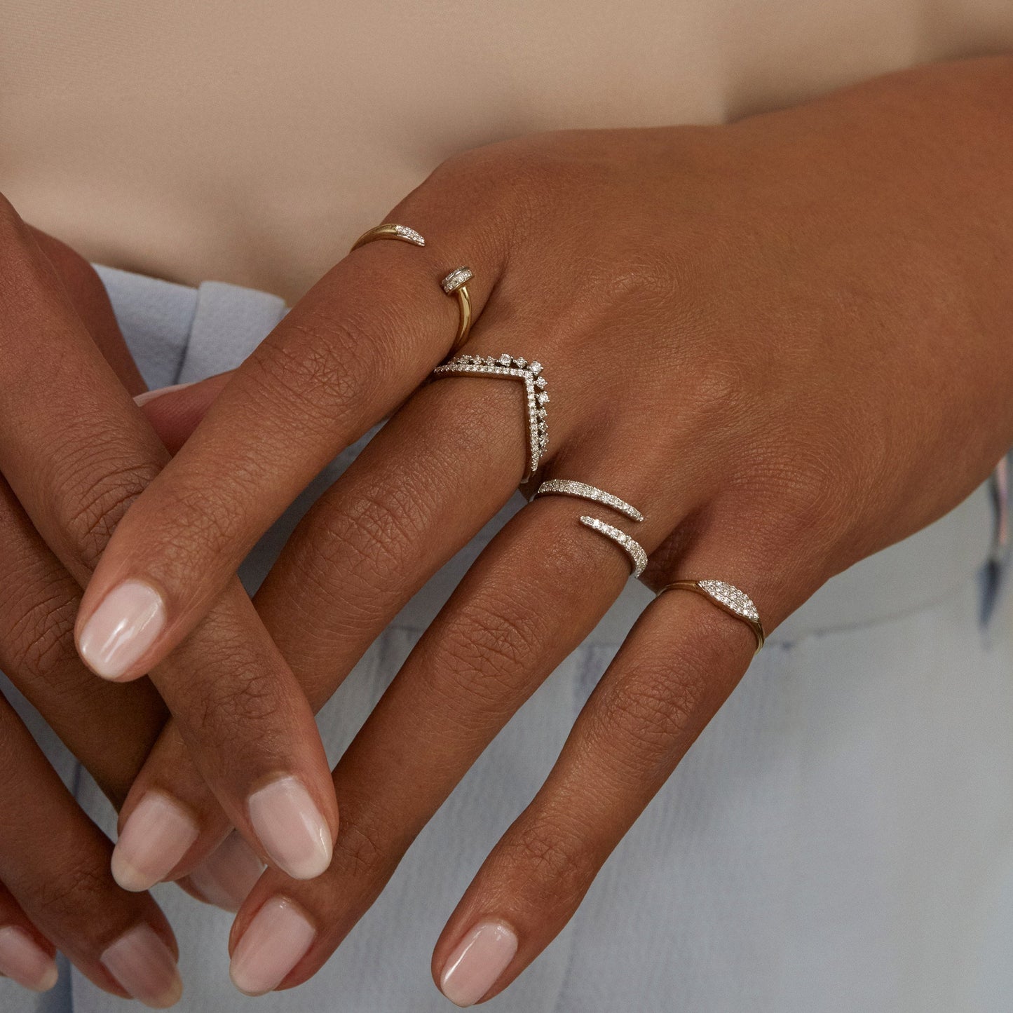 Elegant Diamond Twirl Ring in Silver