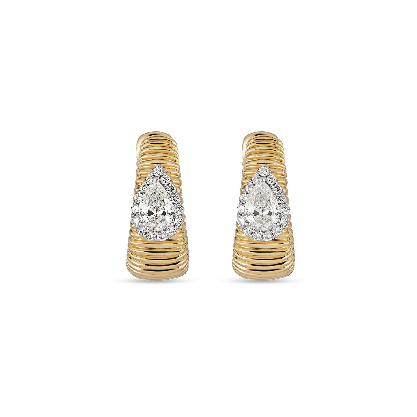 Pear Shaped Disco Huggie Earrings