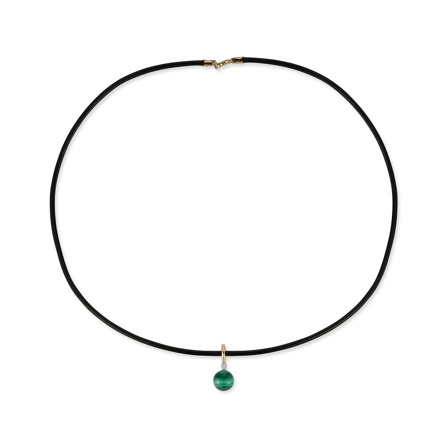 Diamond and Malachite Leather Cord Necklace