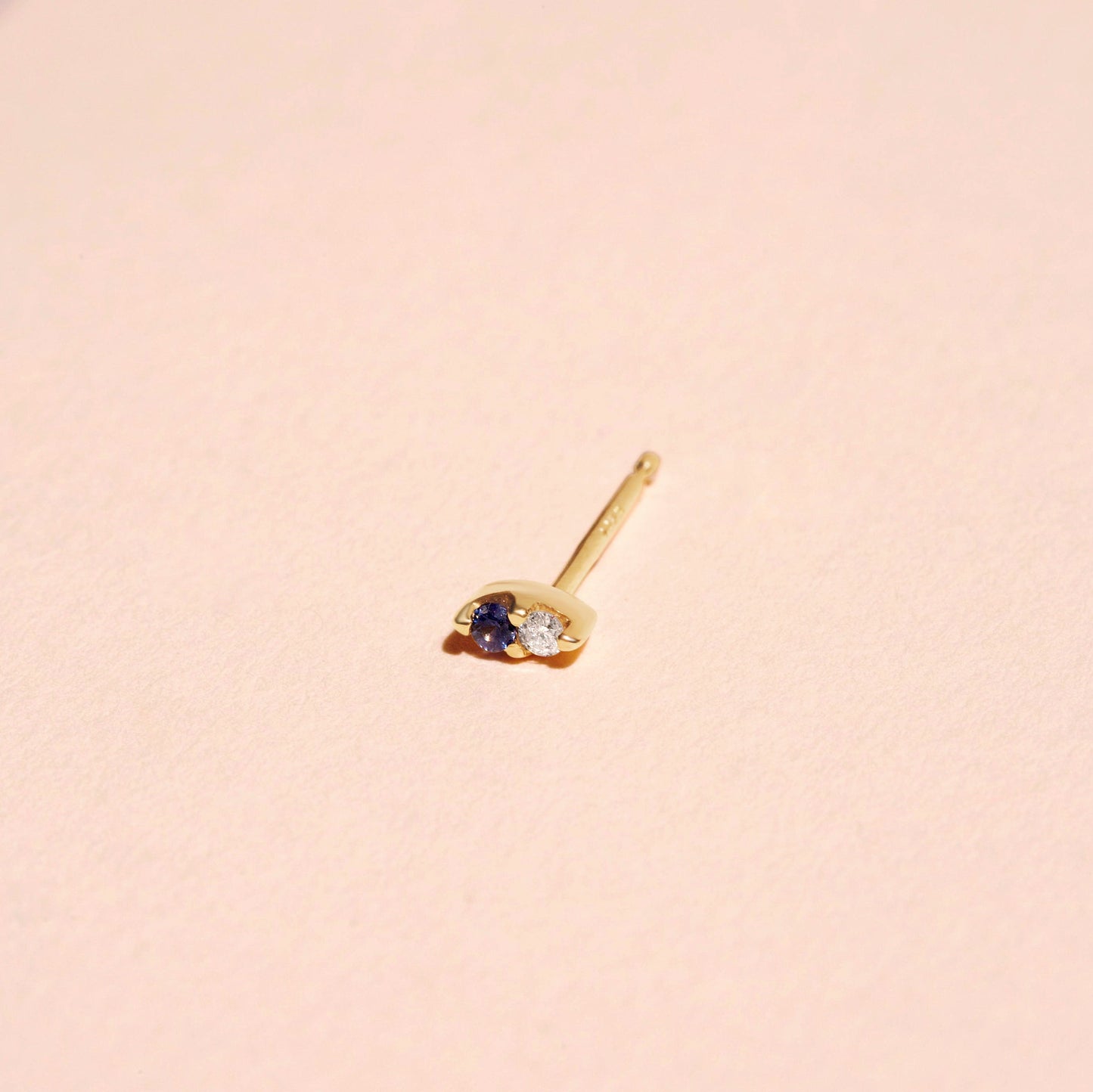 Double Sapphire Stud Earring in Elegant Design