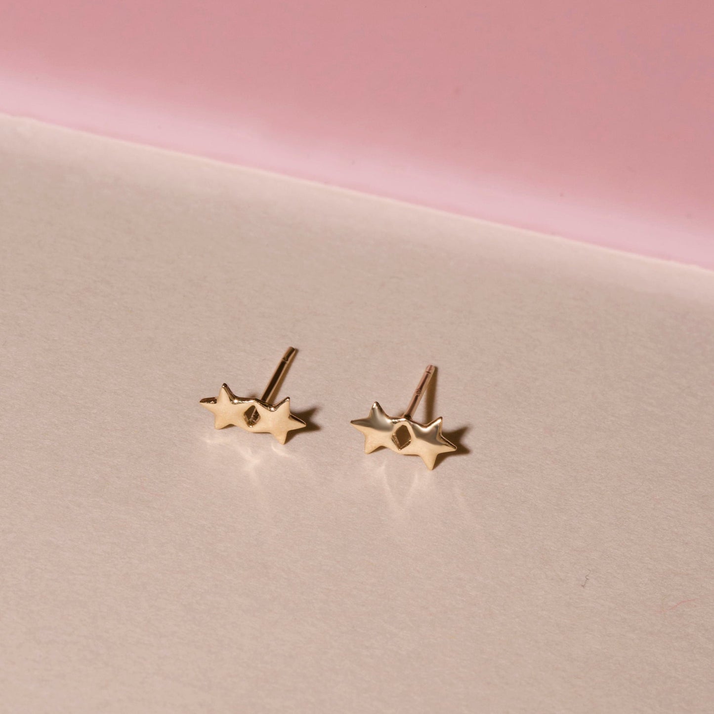 Double Star Stud Earrings in Silver