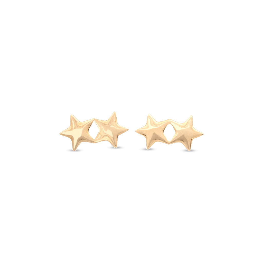 Double Star Stud Earrings in Silver