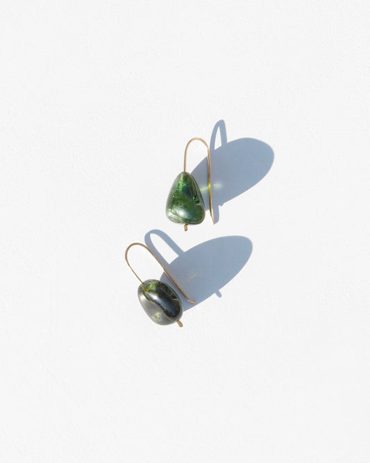 Elegant Green Tourmaline Drop Earrings in Silver