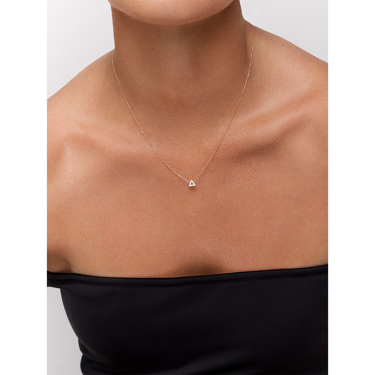 Mini Diamond Triangle Necklace in 14kt Gold