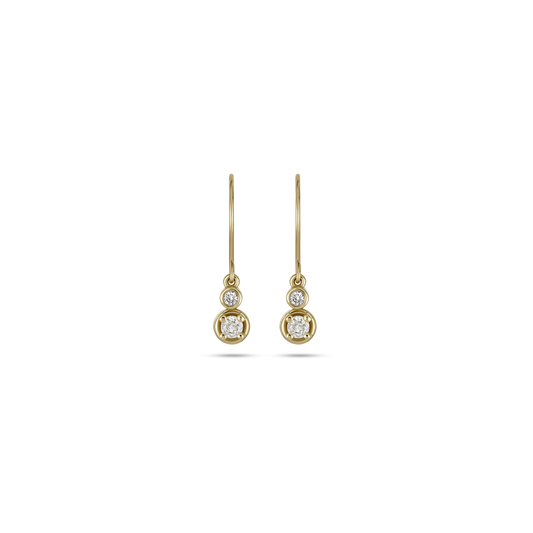 Diamond Drop Earrings with Duo Bonbon Design