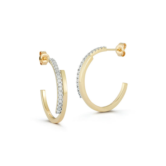 Gold Diamond Bypass Hoop Earrings