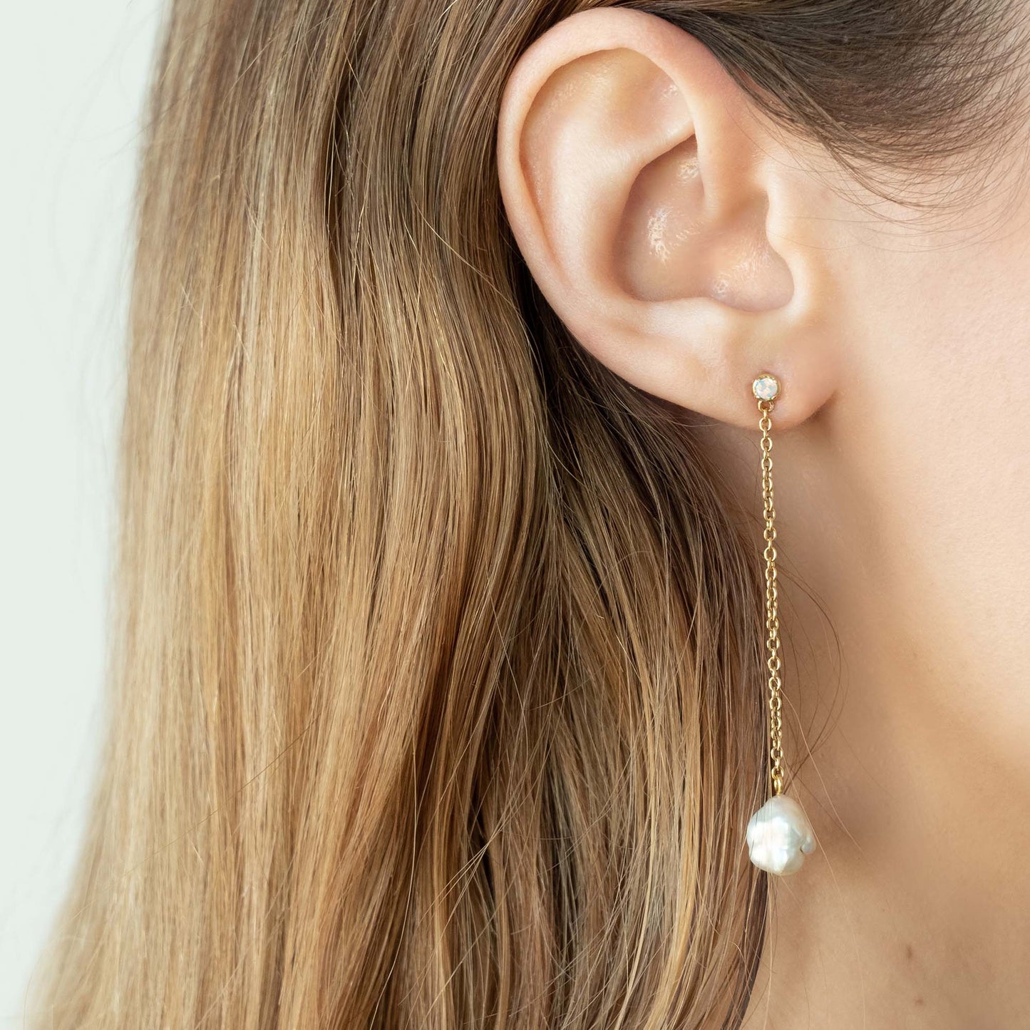 Pearl and Opal Floating Drop Earrings