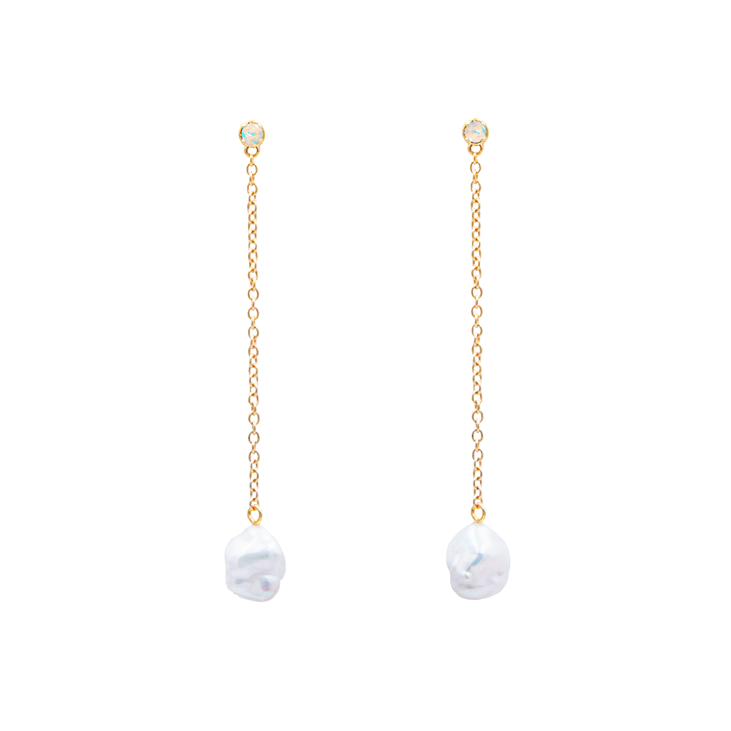 Pearl and Opal Floating Drop Earrings