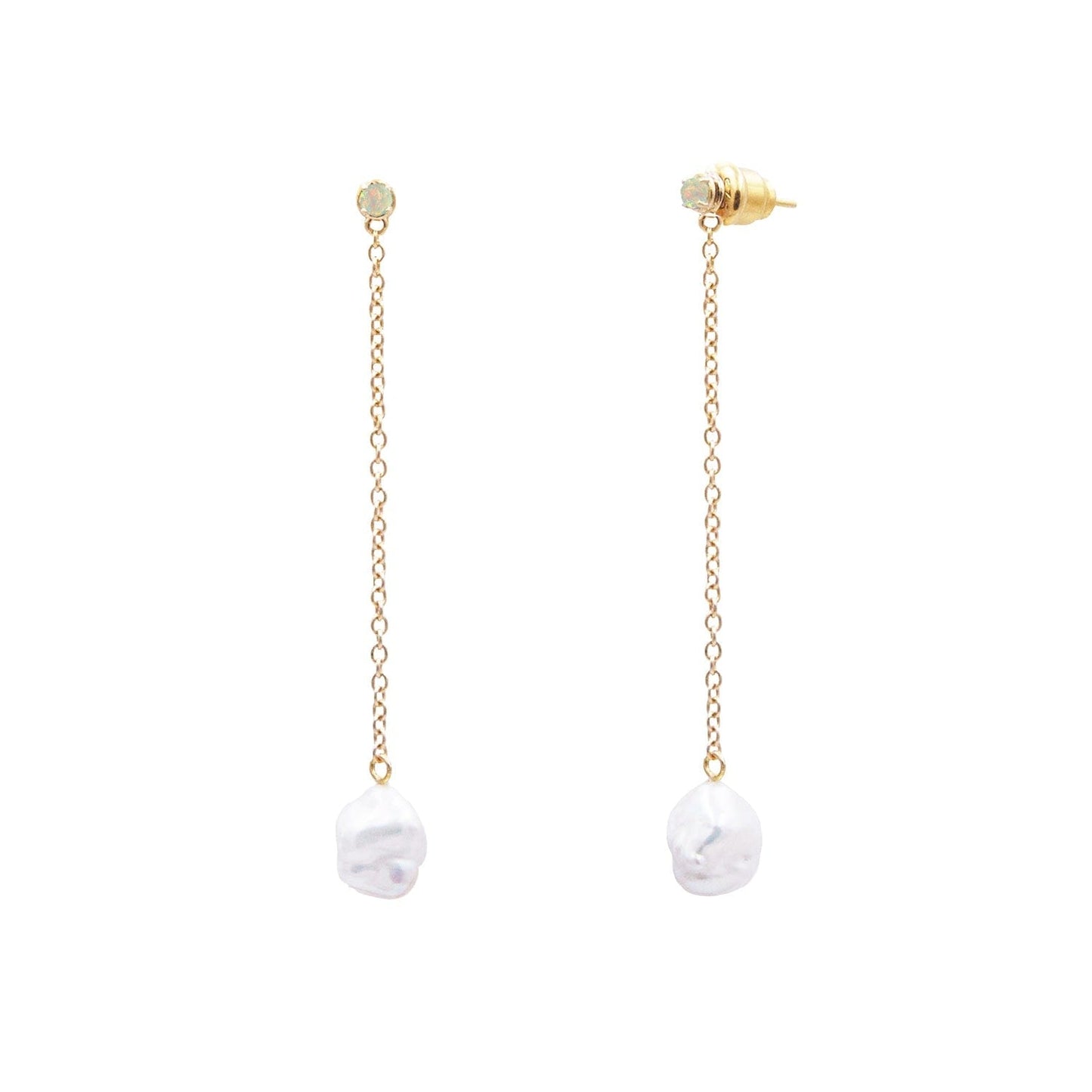 Pearl and Opal Floating Drop Earrings