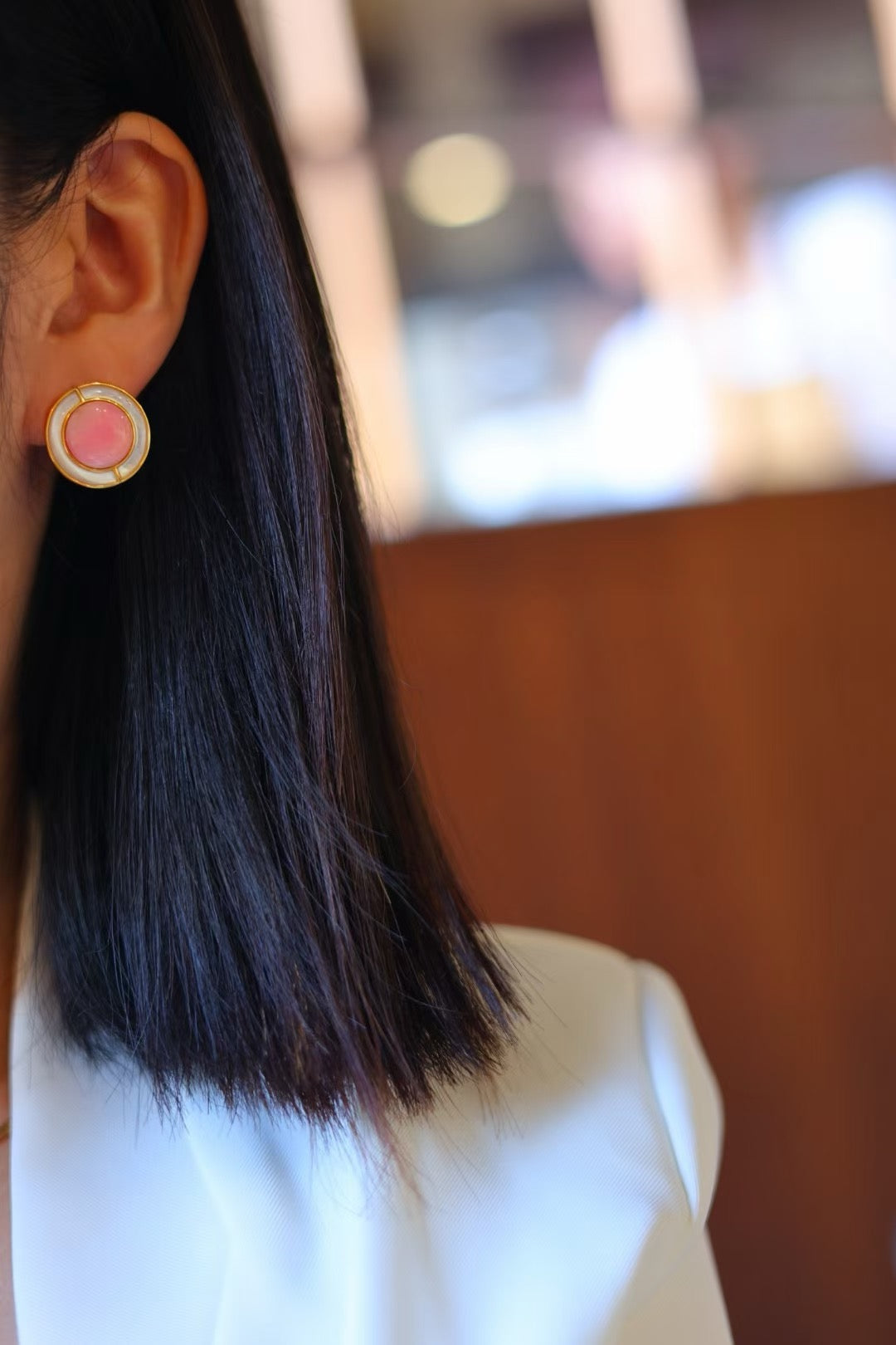 Pink Conch Shell and Pearl Earrings