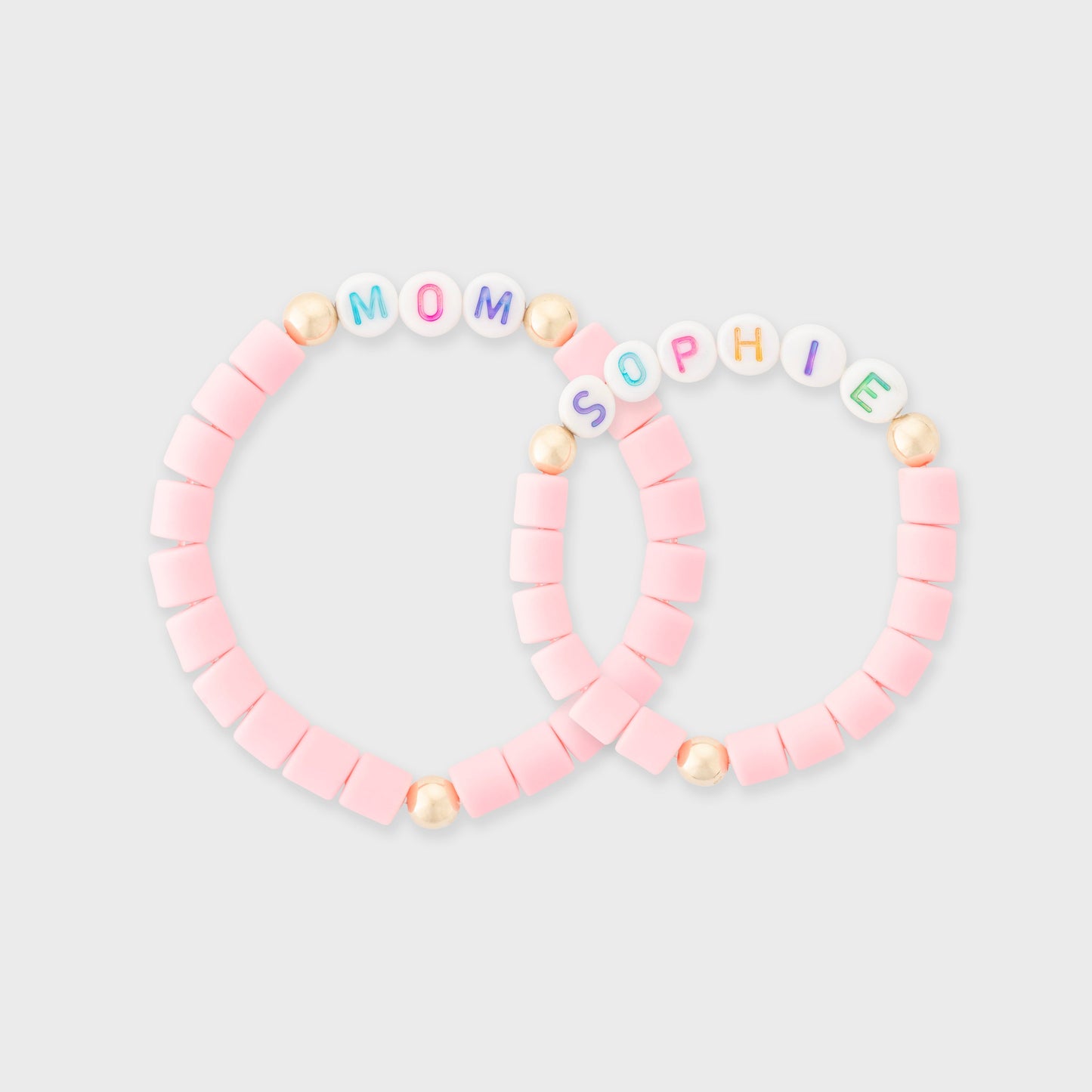 Custom Pink Bracelets for Mothers and Daughters