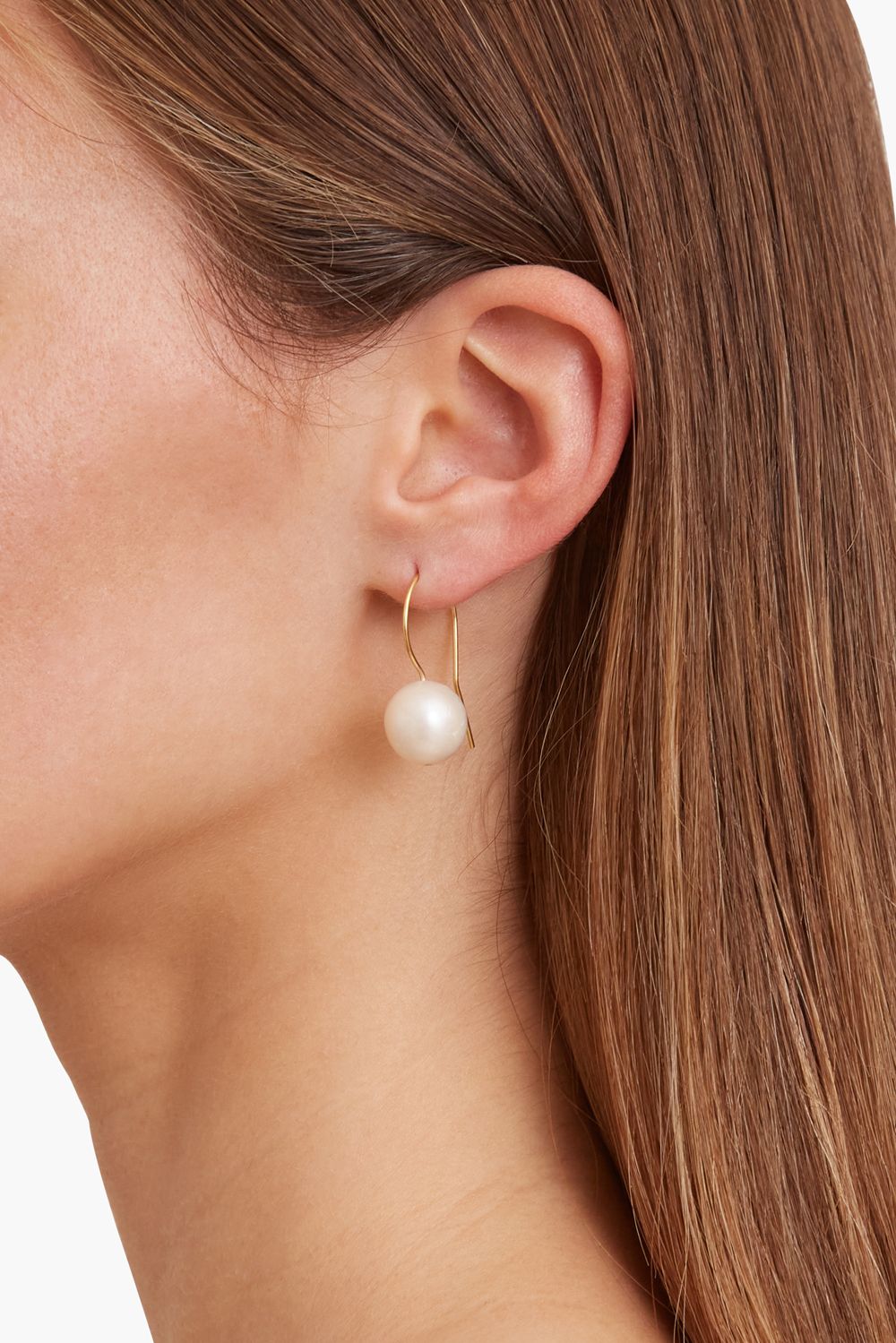 Gold Drop Earrings with White Baroque Pearls