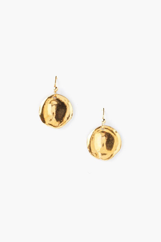 Gold Coin Drop Earrings in Yellow Color