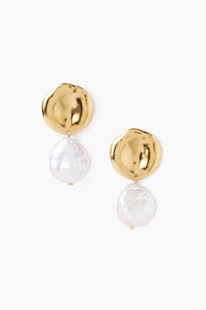 Two Tier White Keshi Pearl Earrings