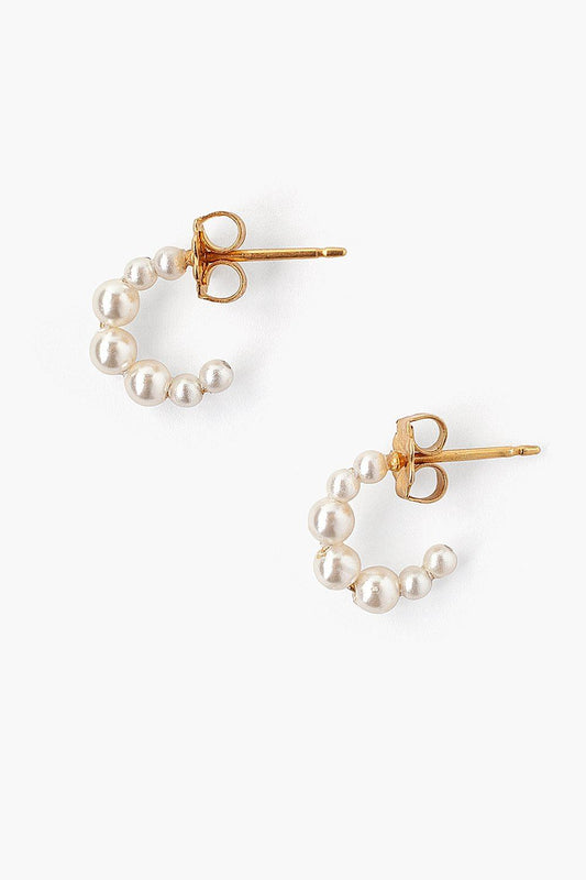 Cream Pearl Holly Hoop Earrings for Everyday Wear