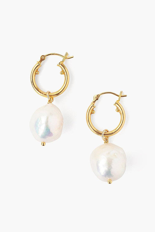 White Baroque Pearl Hoop Earrings Set