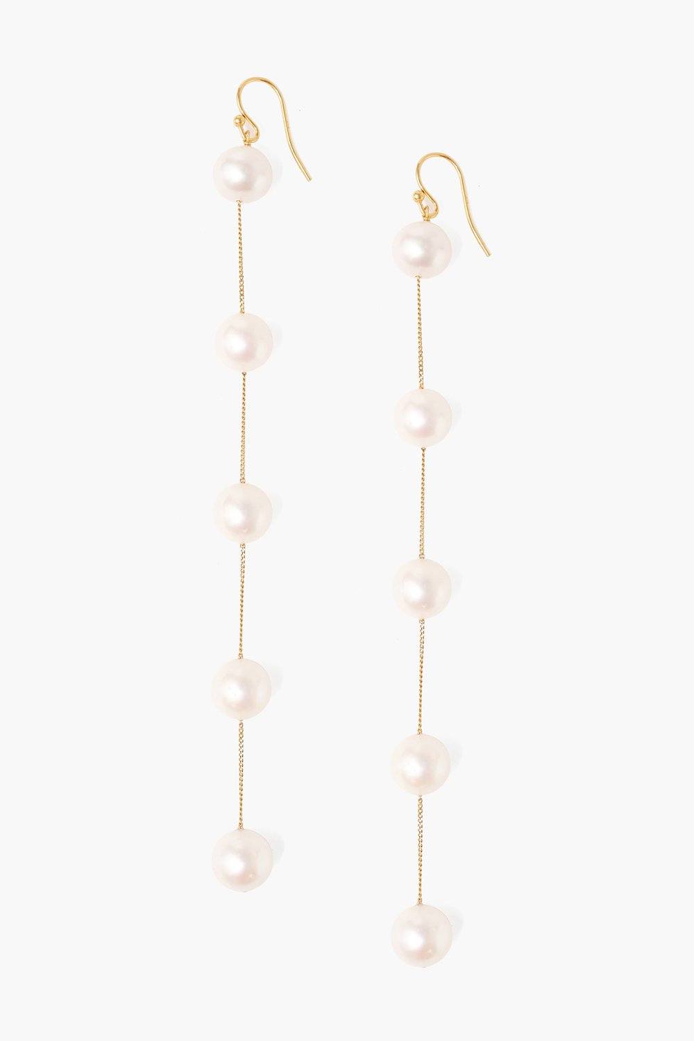 Duster Earrings with White Pearls