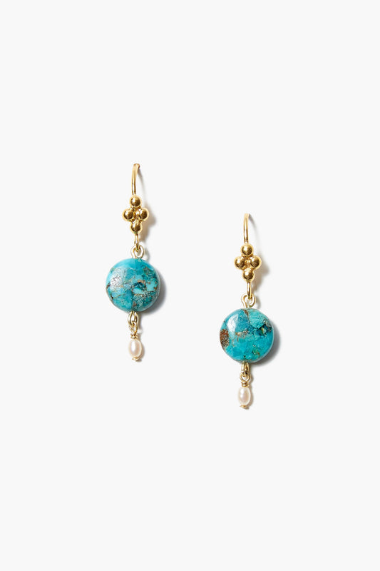 Turquoise and Pearl Dangle Earrings