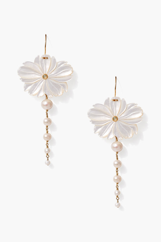 White Magnolia Drop Earrings for Elegant Style