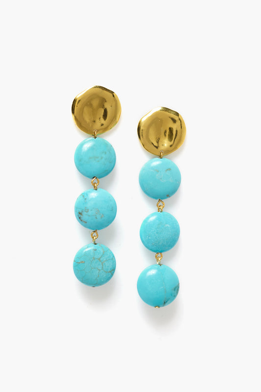 Tiered Turquoise Coin Earrings