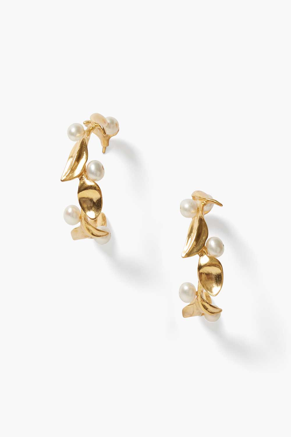 Gold Olive Branch Hoop Earrings for Everyday Wear