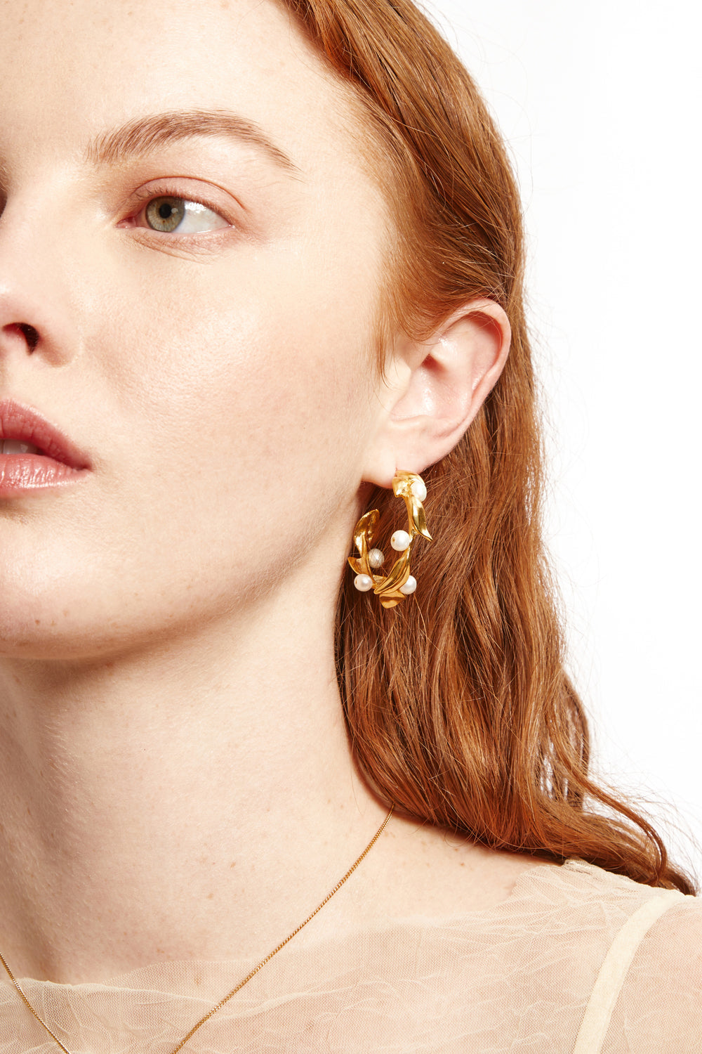 Gold Olive Branch Hoop Earrings for Everyday Wear