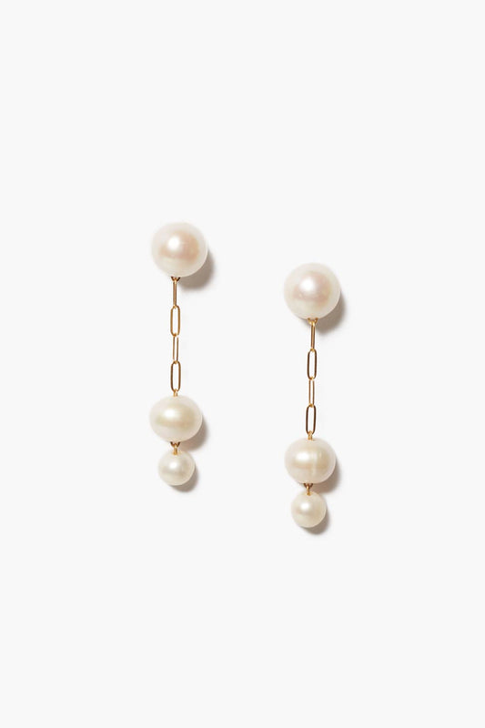 Tiered Drop Earrings with White Pearls