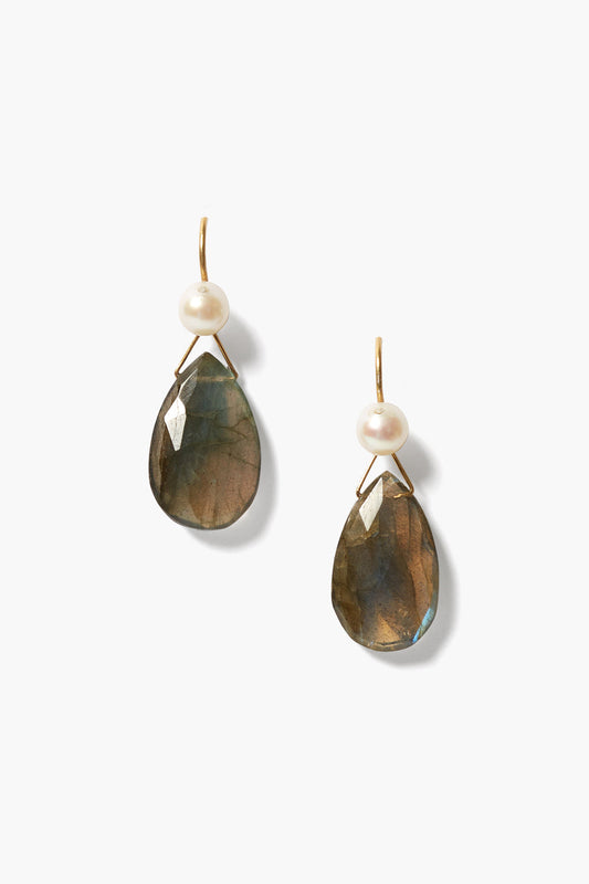 Pearl and Labradorite Earrings in Elegant Design