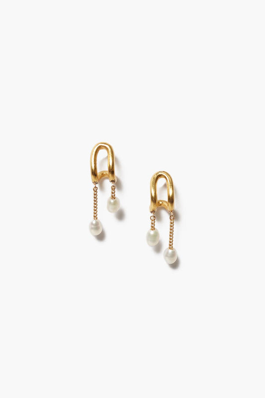 Mini Arc Pearl Drop Earrings in Elegant Design