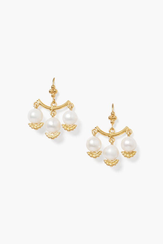 White Pearl Chandelier Earrings Design