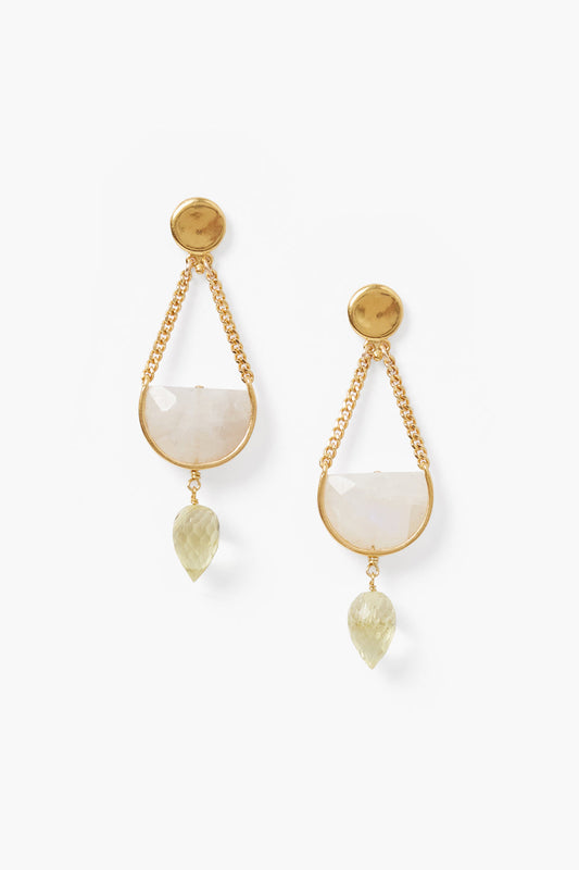 Moonstone Teardrop Earrings in Mixed Style