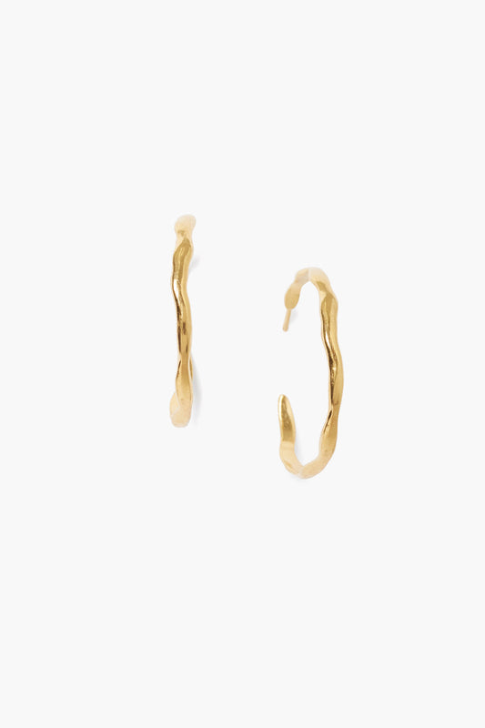 Yellow Gold Wave Hoop Earrings