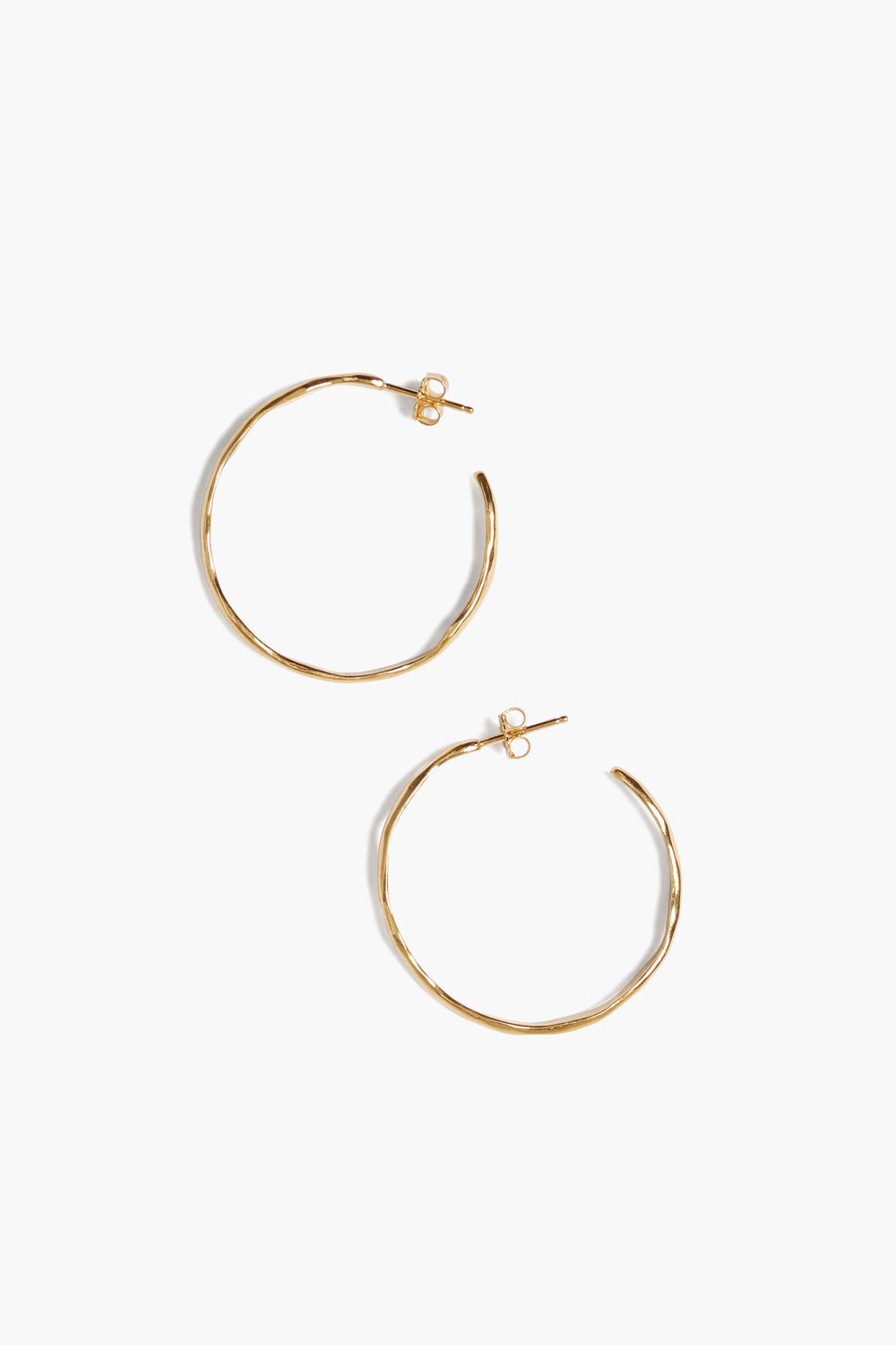 Yellow Gold Wave Hoop Earrings