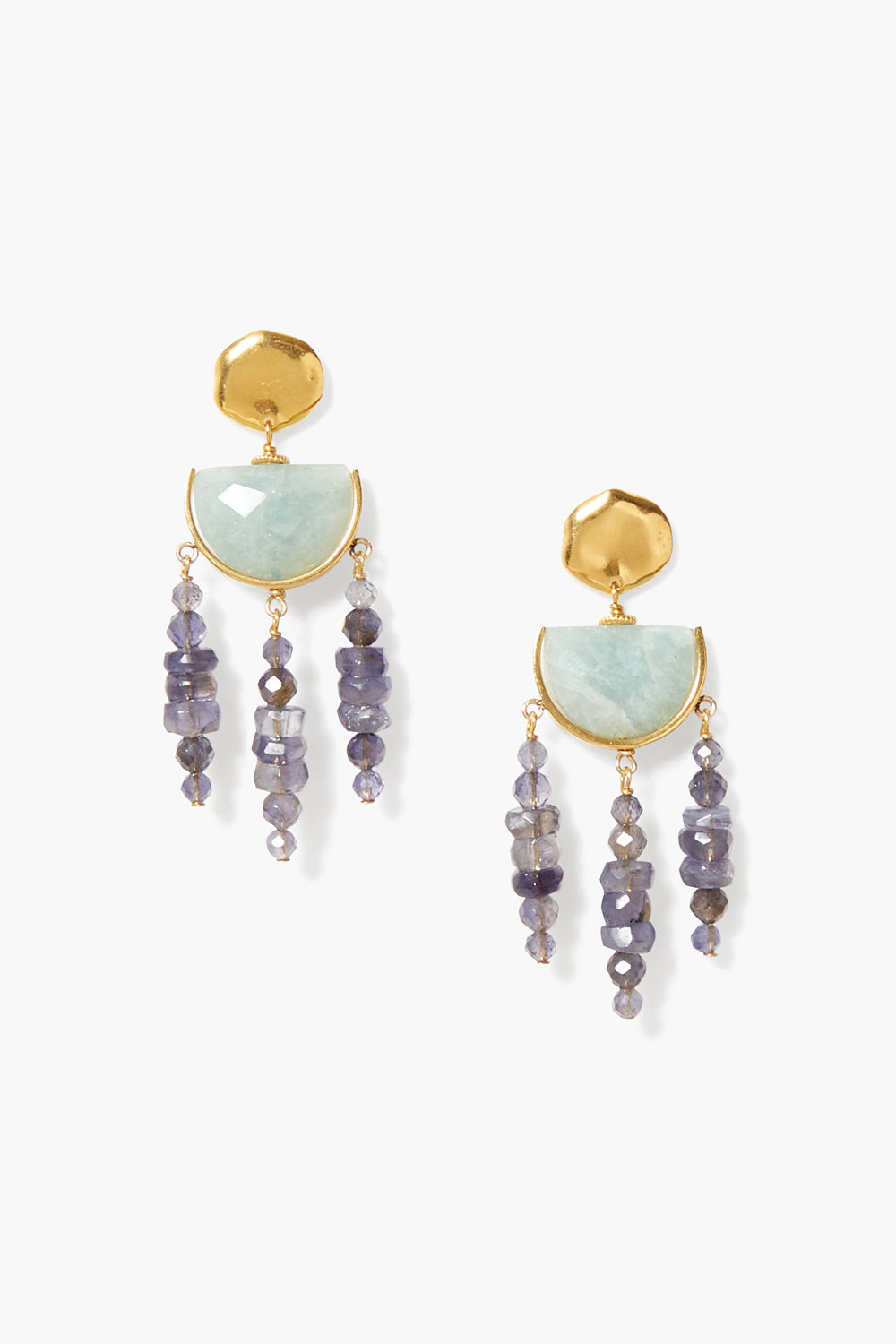 Iolite Mix Chandelier Earrings for Elegant Style