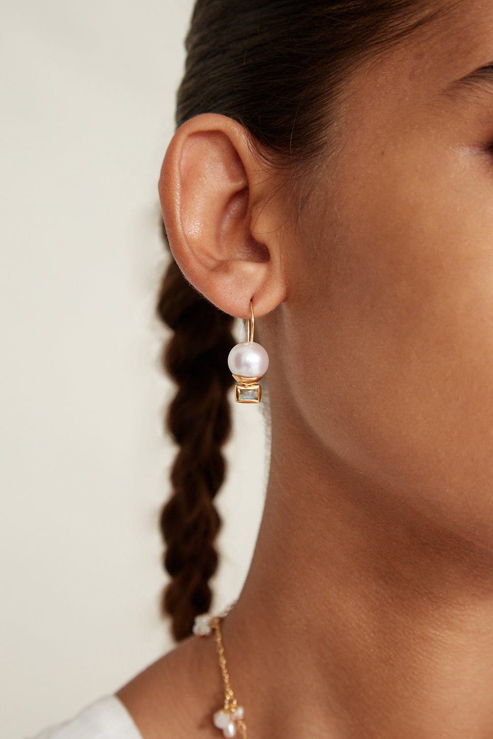 White Pearl Drop Earrings in Mixed Design