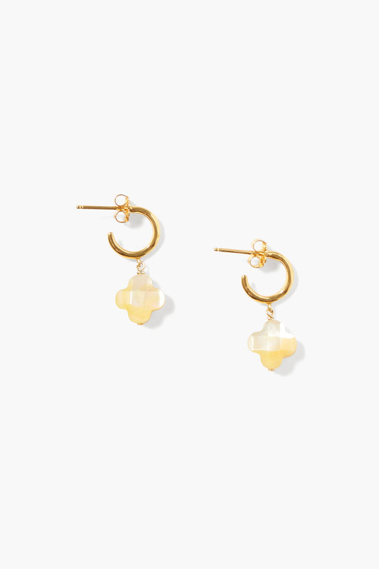 Yellow MOP Clover Hoop Earrings