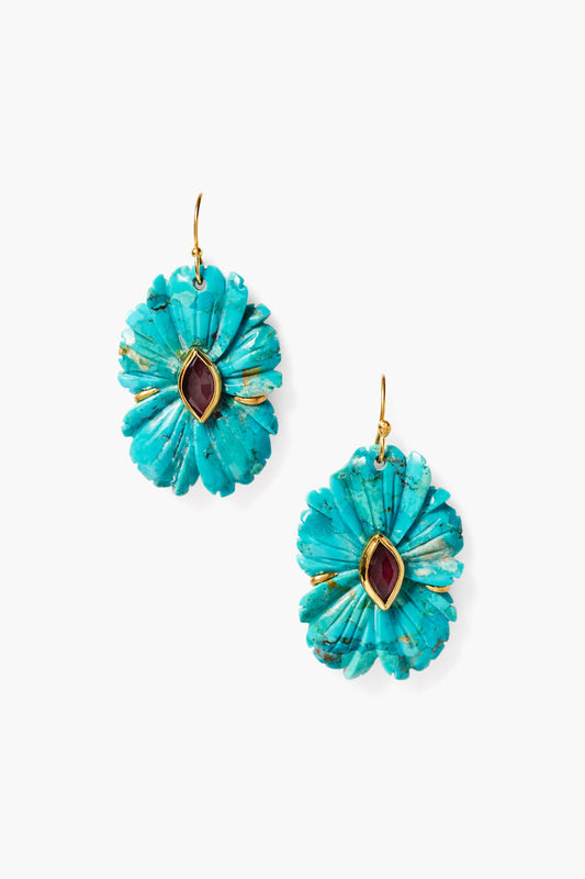 Turquoise Magnolia Design Earrings