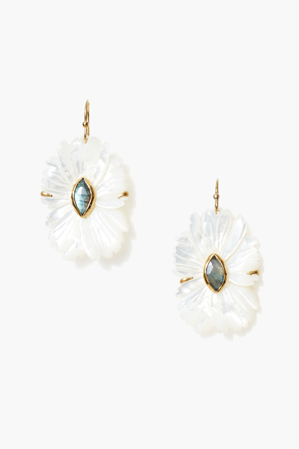 White Mother of Pearl Magnolia Earrings