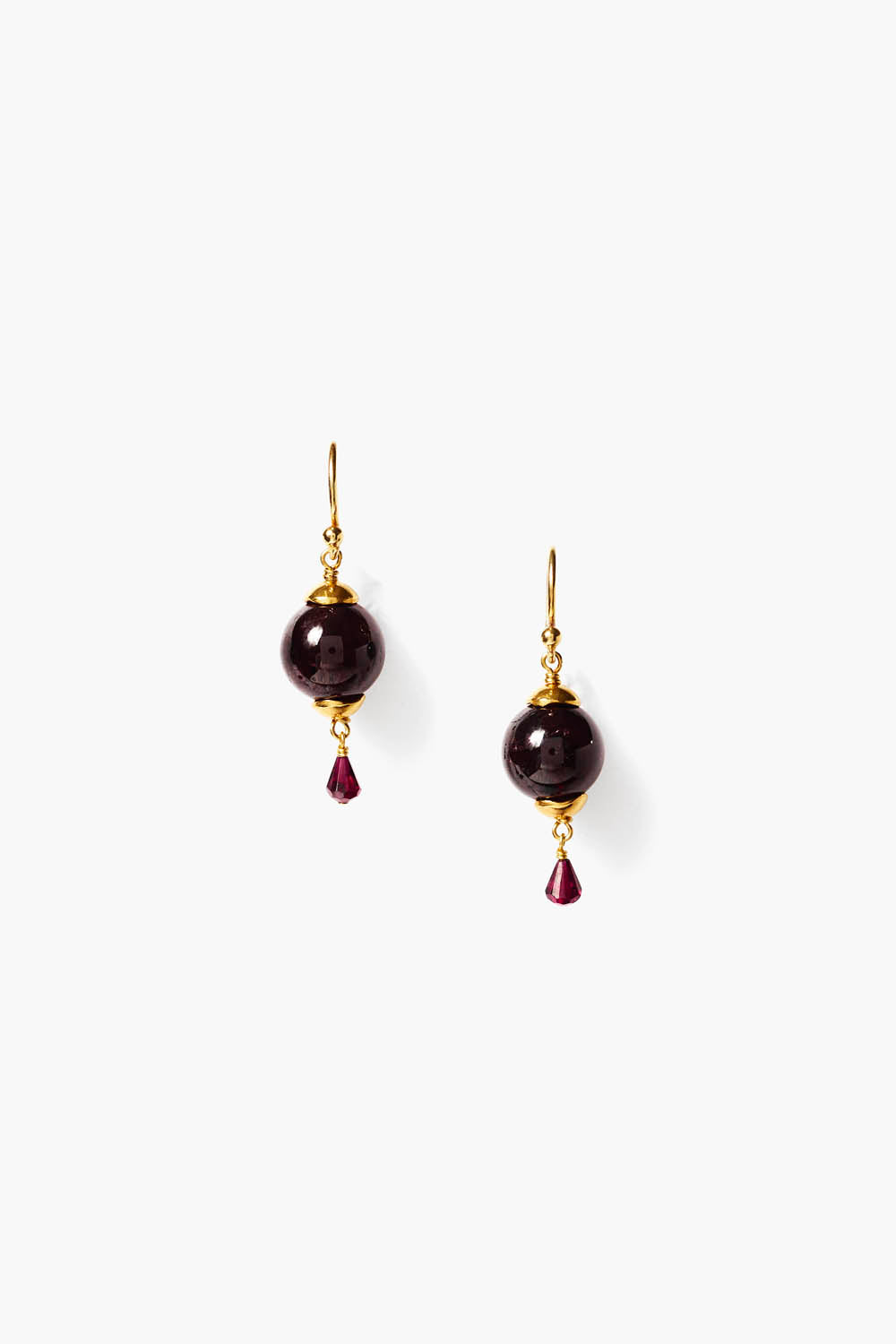 Garnet Lantern Style Earrings in Silver