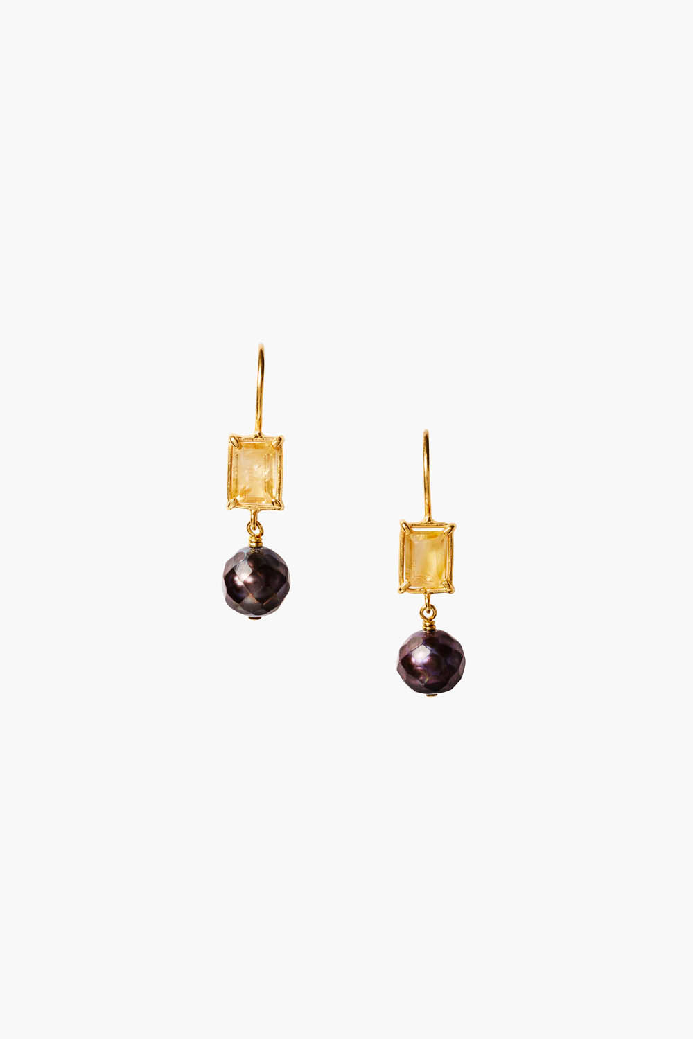 Citrine and Pearl Earrings in Bordeaux Design