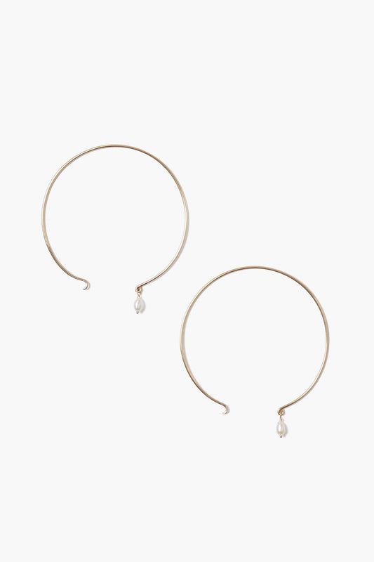 Maxi White Pearl 14k Hoop Earrings