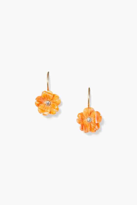 14k Gold Poppy Earrings Lion's Paw Design