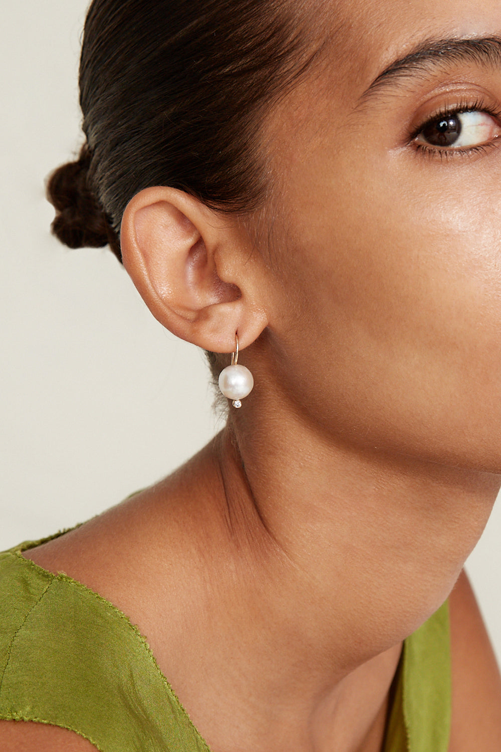 14k White Pearl Earrings in Kaia Style