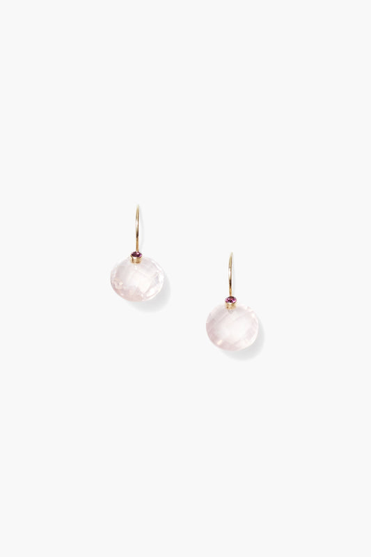 Rose Quartz Earrings in 14k Gold