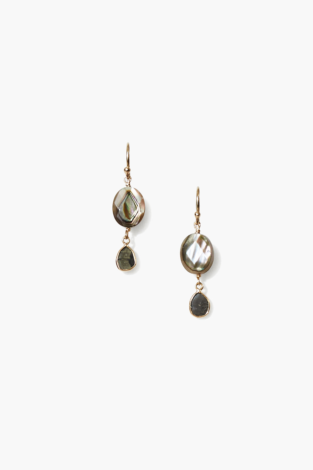 14k Gold Abalone Mix Drop Earrings