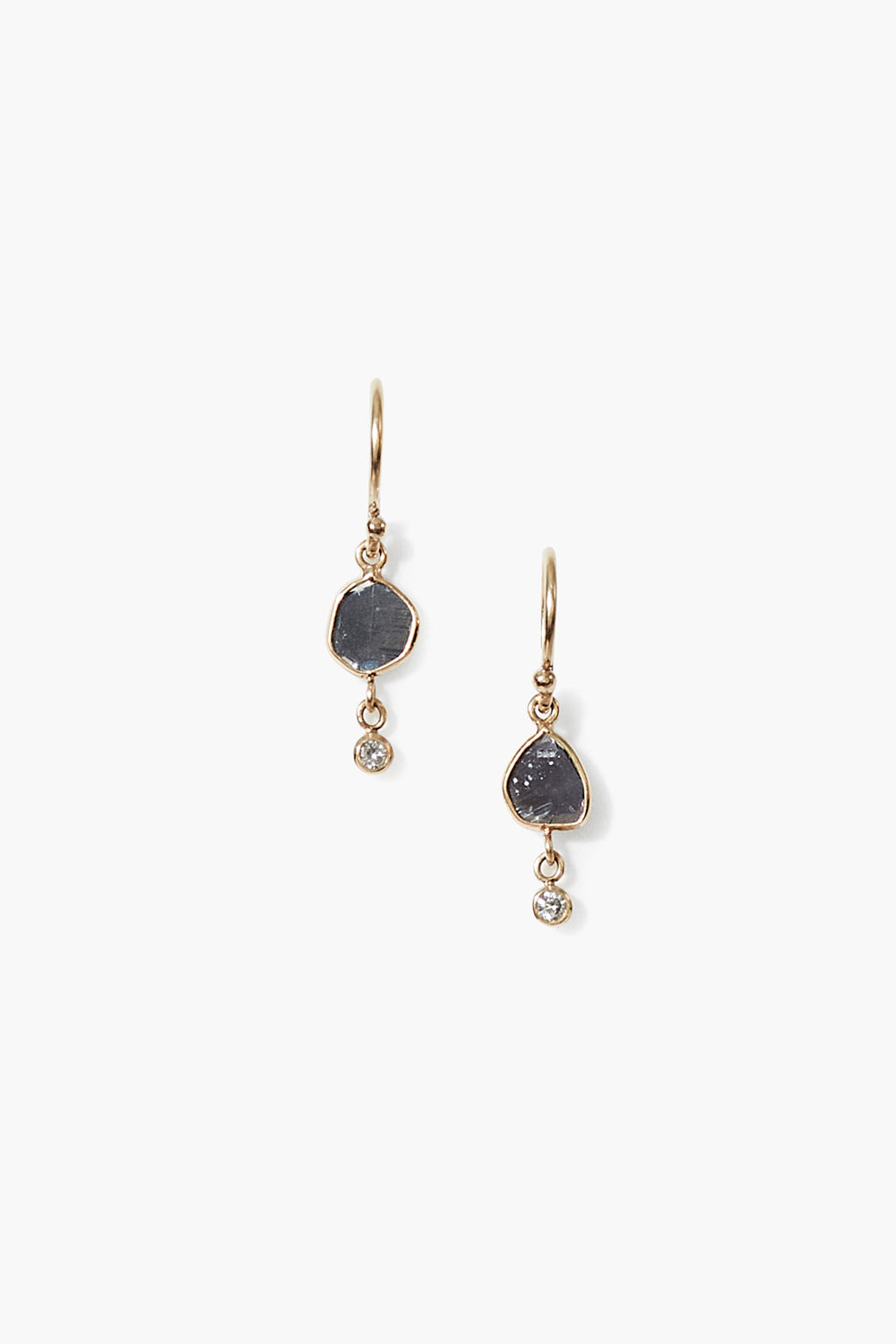 14k Earrings with Black Diamond Design