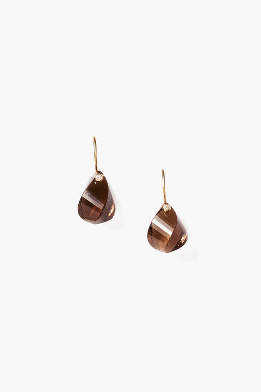 Smoky Quartz Earrings in 14k Gold