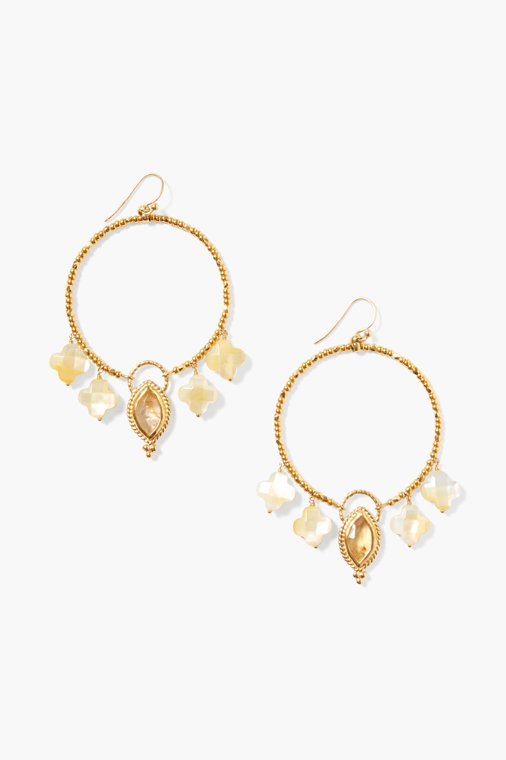 Citrine Mix Clover Hoop Earrings