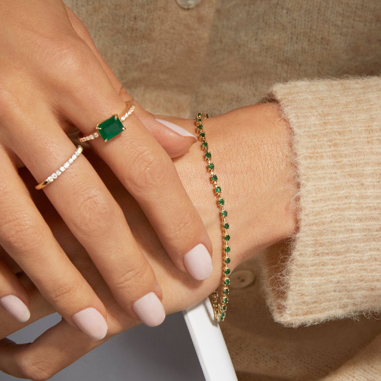 Emerald Green Tennis Bracelet in Silver