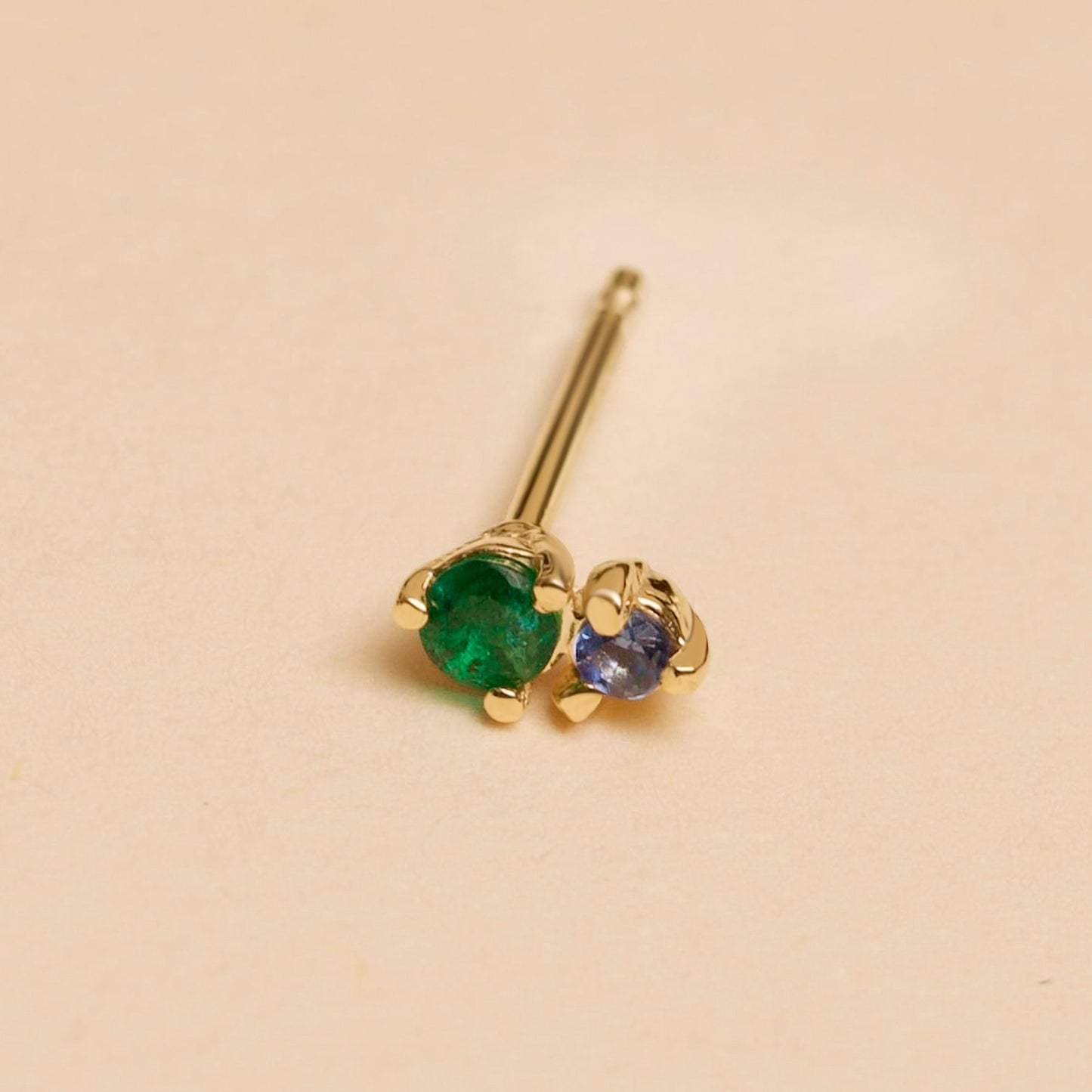 Emerald and Sapphire Stud Earrings Set